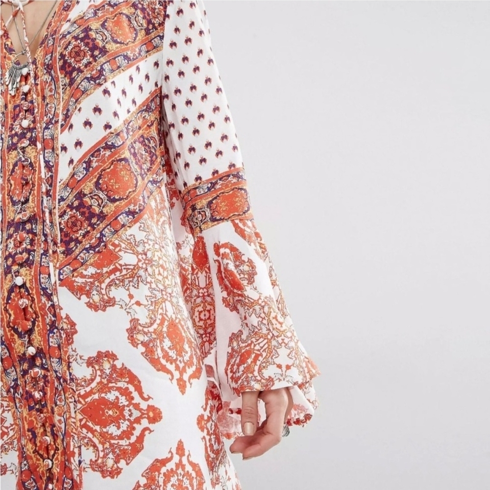 ✨️FREE PEOPLE✨️Flowy Magic Mystery Tunic Mini Dress Size Medium in Orange